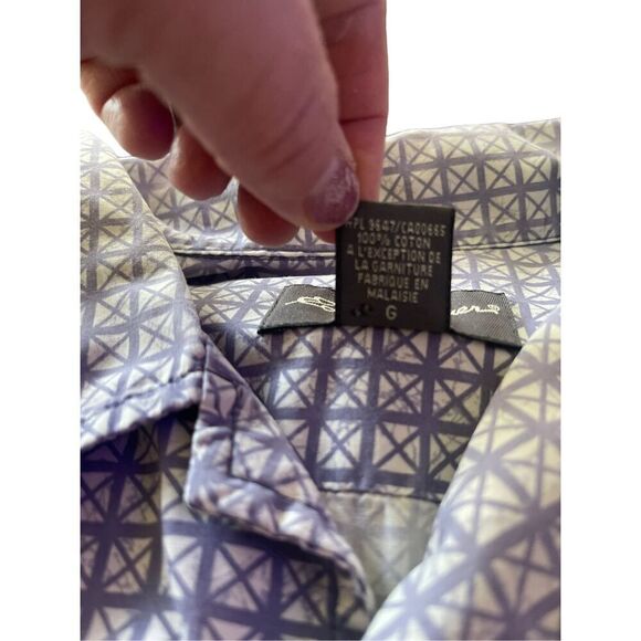 Eddie Bauer Mens Purple & White Geometric Short Sleeve Button Down Shirt Large - Picture 4 of 15